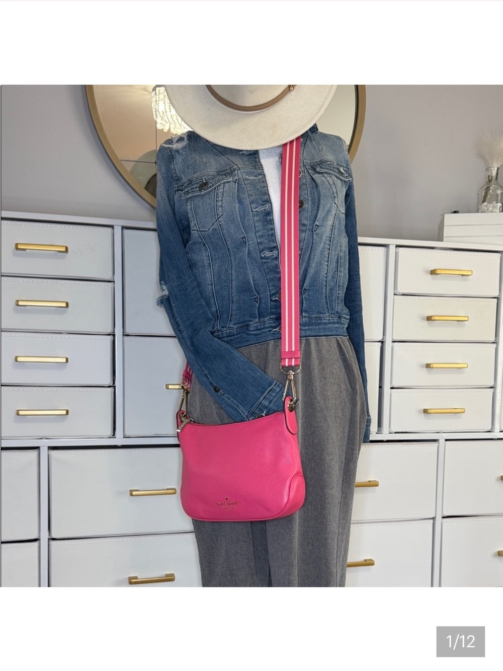 EUC  Hot KATE SPADE Pebbled Leather Crossbody with Striped Strap Firm Sale